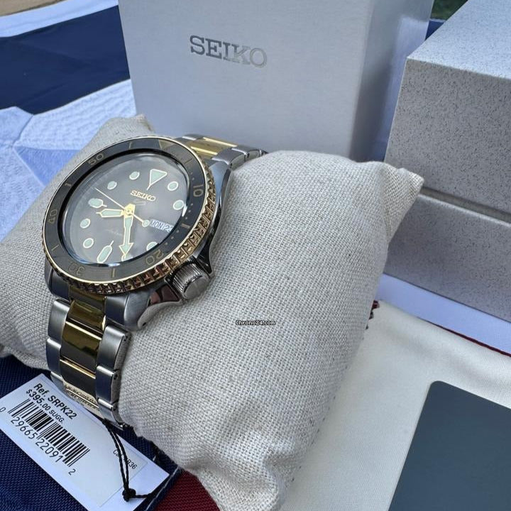 Seiko 5 Sports Automatic Special Creation Black Dial Two Tone Steel Strap Watch For Men - SRPK22