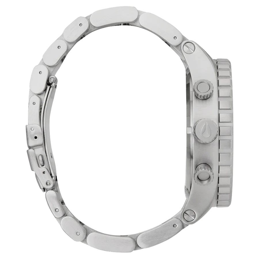 Nixon 51-30 Chrono White Dial Silver Steel Strap Watch for Men - A083-100