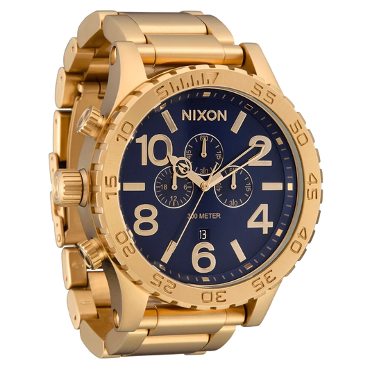 Nixon 51-30 Chrono Blue Dial Gold Steel Strap Watch for Men - A083-2735