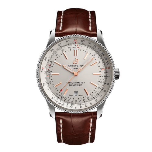 Breitling Navitimer 1 Automatic 41mm White Dial Brown Leather Strap Mens Watch - U17326241G1P2