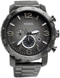 Fossil Nate Chronograph Gunmetal Dial Grey Steel Strap Watch for Men - JR1437
