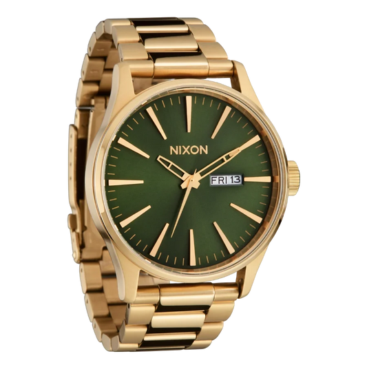 Nixon Sentry Green Dial Gold Steel Strap Watch for Men - A356-1919
