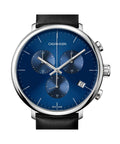 Calvin Klein High Noon Chronograph Blue Dial Black Leather Strap Watch for Men - K8M271CN
