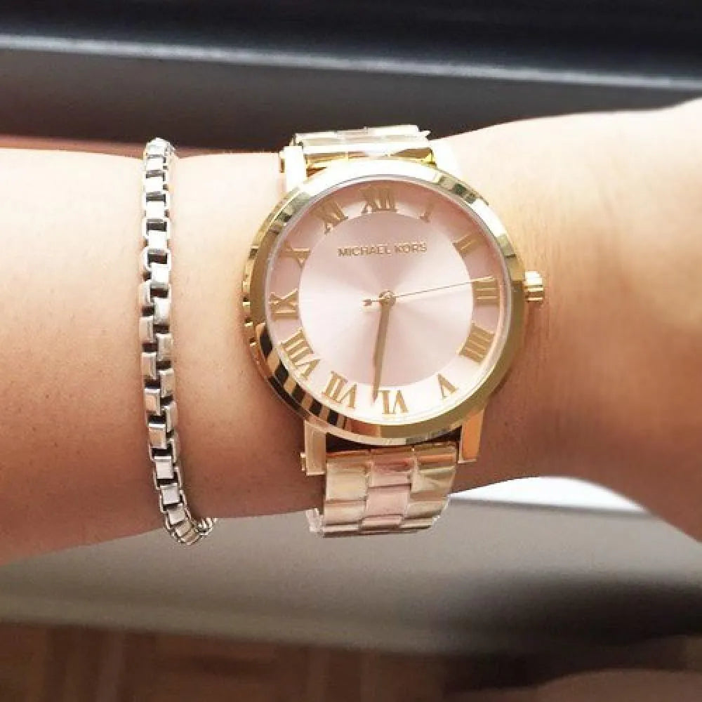 Michael Kors Norie Gold Dial Two Tone Steel Strap Watch for Women - MK3586