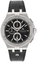 Maurice Lacroix Aikon Chronograph Black Dial Black Leather Strap Watch for Men - AI1018-SS001-330-1