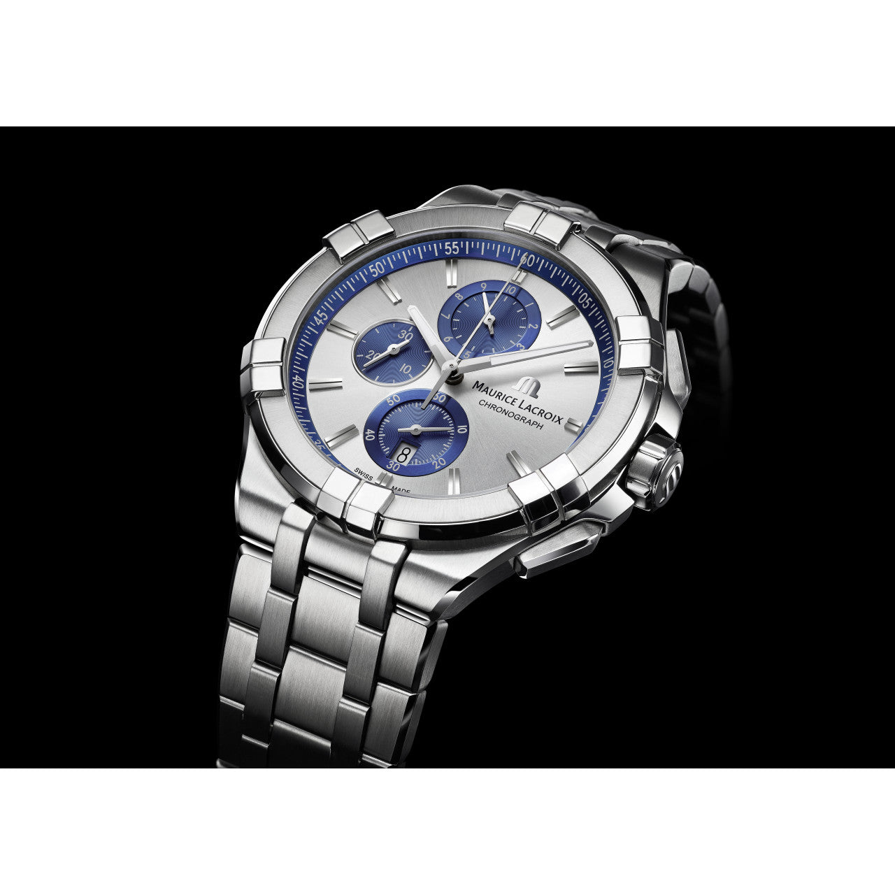 Maurice Lacroix Aikon Chronograph Silver Dial Silver Steel Strap Watch for Men - AI1018-SS002-131-1