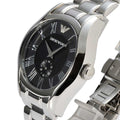 Emporio Armani Valente Black Dial Silver Steel Strap Watch For Men - AR0680