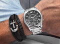 Emporio Armani Valente Chronograph Quartz Black Dial Silver Steel Strap Watch For Men - AR11083