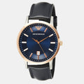 Emporio Armani Renato Analog Blue Dial Black Leather Strap Watch For Men - AR2506