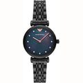 Emporio Armani Gianni T-Bar Quartz Black Mother of Pearl Dial Black Steel Strap Watch For Women - AR11268