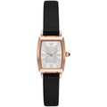 Emporio Armani Gianni T Bar Quartz White Dial Black Leather Strap Watch For Women - AR11408