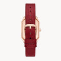 Emporio Armani Gianni T Bar Two-Hand Mother of Pearl Dial Red Leather Strap Watch For Women - AR11467