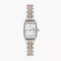 Emporio Armani Gianni T Bar White Mother Of Pearl Dial Two Tone Steel Strap Watch For Women - AR11519