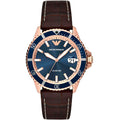 Emporio Armani Pro Planet Three Hand Date Blue Dial Brown Leather Strap Watch For Men - AR11556