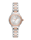 Emporio Armani Mia Three-Hand Analog Crystal Silver Dial Two Tone Steel Strap Watch For Women - AR11643