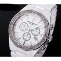 Emporio Armani Ceramica Chronograph White Dial White Ceramic Strap Watch For Women - AR1456