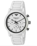 Emporio Armani Luigi Chronograph Ceramic White Dial White Ceramic Strap Watch For Men - AR1499
