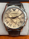Emporio Armani Valente Chronograph Brown Dial Brown Leather Strap Watch For Men - AR1785