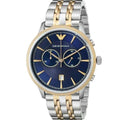Emporio Armani Classic Blue Dial Two Tone Steel Strap Watch For Men - AR1847