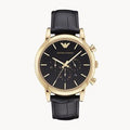 Emporio Armani Luigi Chronograph Black Dial Black Leather Watch For Men - AR1917