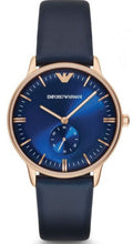 Emporio Armani Classic Quartz Blue Dial Blue Leather Strap Watch For Men  - AR2071