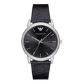 Emporio Armani Luigi Quartz Black Dial Black Leather Strap Watch For Men - AR2500