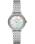 Emporio Armani Interchangeable Analog Mother of Pearl Dial Silver Steel Strap Watch For Women - AR80020