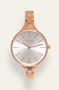 Calvin Klein Graphic Silver Dial Rose Gold Steel Strap Watch for Women - K7E23646