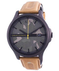 Armani Exchange Hampton Chronograph Green Dial Brown Leather Strap Watch For Men - AX2412
