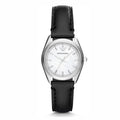 Emporio Armani Analog White Dial Black Leather Strap Watch For Women - AR6026