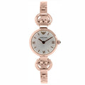 Emporio Armani Retro Quartz Silver Dial Rose Gold Steel Strap Watch For Women - AR1776