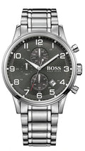 Hugo Boss Aeroliner Chronograph Black Dial Silver Steel Strap Watch For Men - 1512446