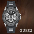 Guess Delta Black Dial Black Silicone Strap Watch for Men - GW0051G1