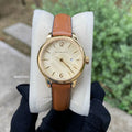Burberry The Classic Champagne Gold Dial Brown Leather Strap Watch for Women - BU10101