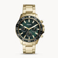 Fossil Bannon Multifunction Chronograph Green Dial Gold Steel Strap Watch for Men - BQ2493