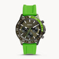 Fossil Bannon Chronograph Grey Dial Green Silicone Strap Watch for Men - BQ2501