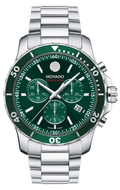 Movado Series 800 Chronograph Green Dial Silver Steel Strap Watch for Men - 2600179