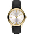 Burberry The City Gold Dial Black Leather Strap Watch for Men - BU2353