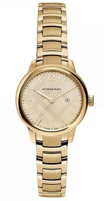 Burberry The Classic Champagne Dial Gold Steel Strap Watch for Women - BU10109