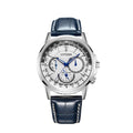 Citizen Eco Drive Calendrier White Dial Blue Leather Strap Watch For Men - BU2020-11A