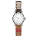 Burberry Utilitarian White Dial Multicolor Leather Strap Watch for Women - BU7863
