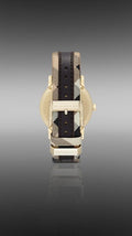 Burberry The City Gold Dial Black Leather Strap Watch for Men - BU9032