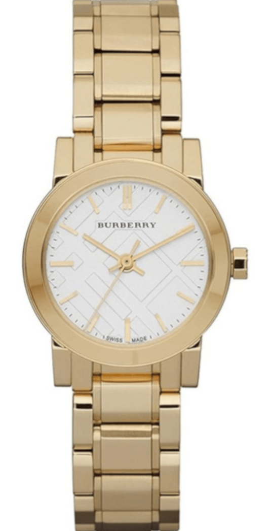 Burberry The City White Dial Gold Steel Strap Watch for Women - BU9103