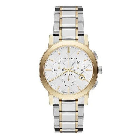 Burberry The City White Dial Two Tone Steel Strap Watch for Men - BU9751