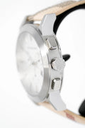 Burberry The City Chronograph White Dial Haymarket Leather Strap Watch For Men - BU9360