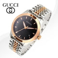 Gucci G Timeless Black Dial Two Tone Steel Strap Watch For Women - YA126512