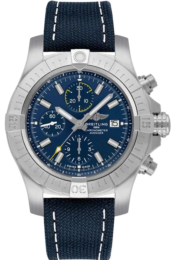Breitling Avenger Chronograph 43 Blue Dial Blue Nylon Strap Watch for Men - A13385101C1X1
