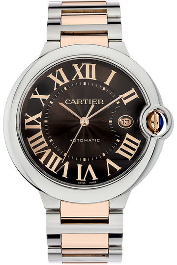 Cartier Ballon Bleu de Cartier Brown Dial Two Tone Steel Strap Watch for Men - W6920032