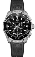Tag Heuer Carrera Aquaracer Quartz Chronograph Black Dial Black Rubber Strap Watch for Men - CAY111A.FT6041