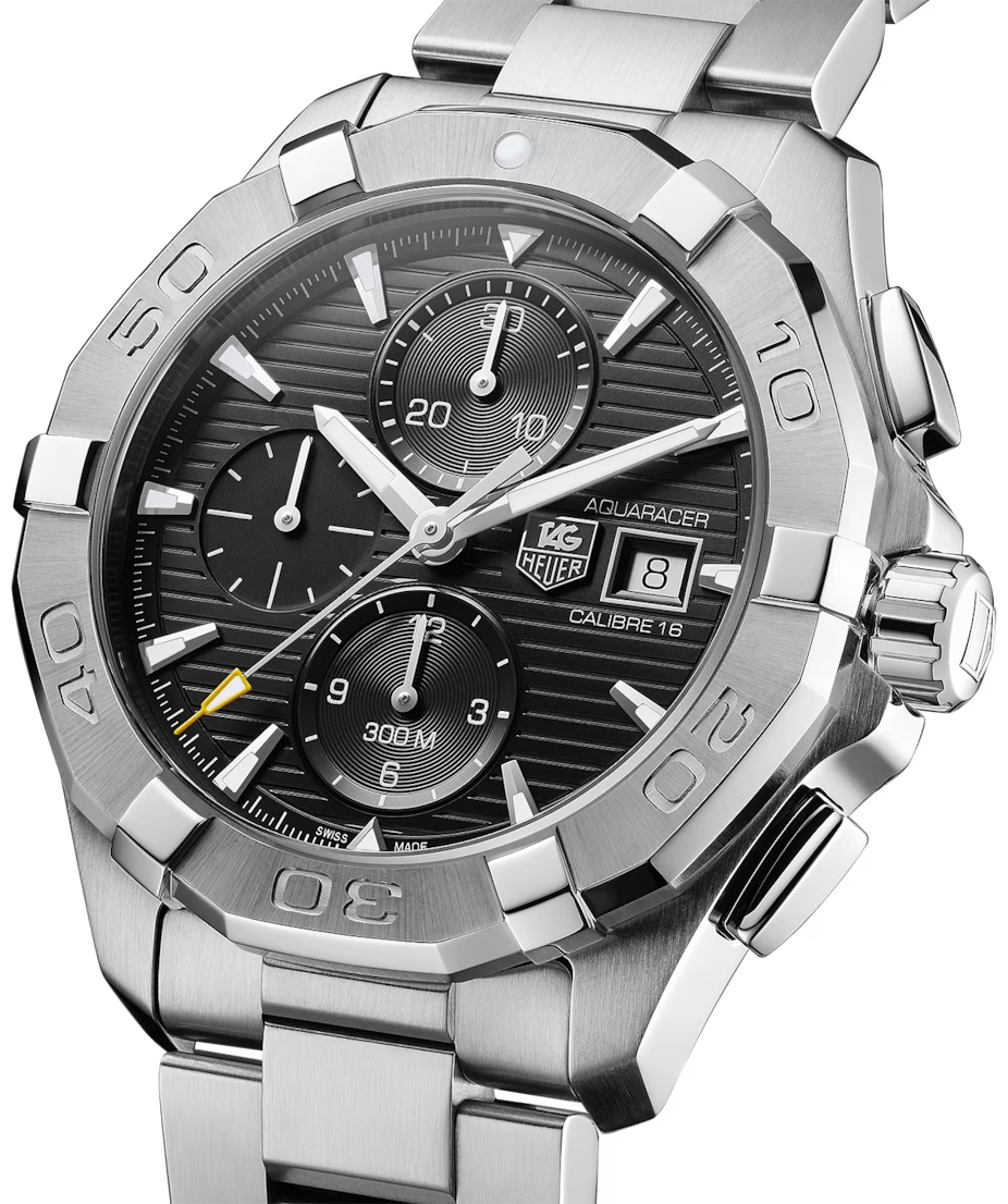 Tag Heuer Aquaracer Automatic Chronograph Black Dial Silver Steel Strap Watch for Men - CAY2110.BA0927